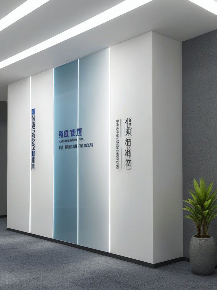 公司過道大氣發(fā)光文化墻設(shè)計(jì)